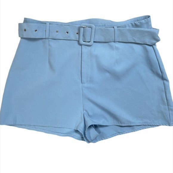 NWOT Missguided Blue High Waisted Shorts Sz 14 - Picture 2 of 7